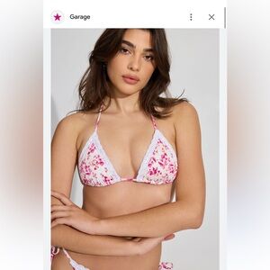 Garage Pink and White Floral Bikini Top
